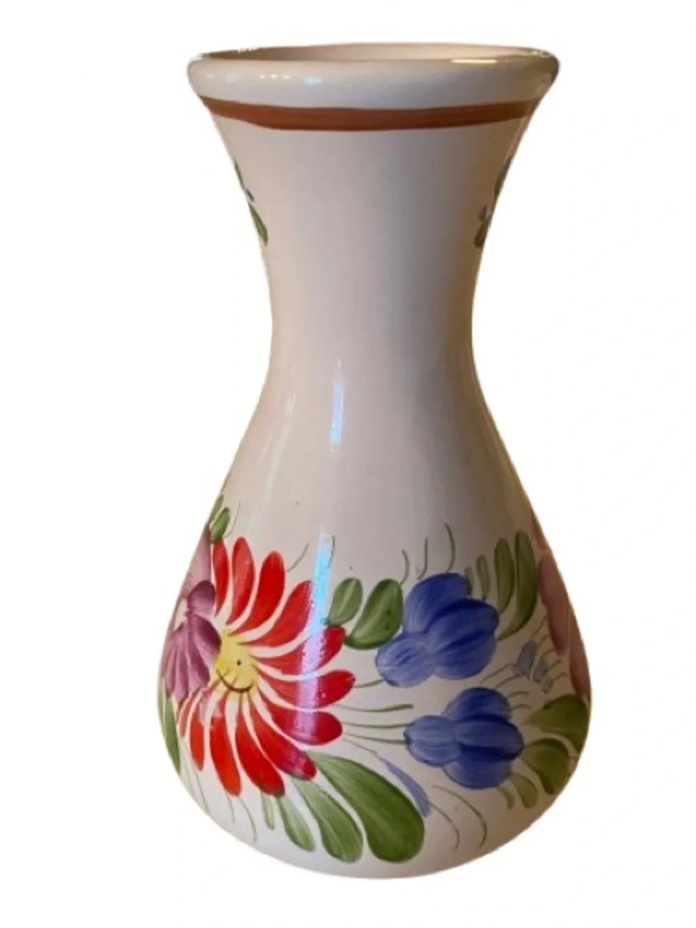 Vintage Chodovia Domazlice Czech Art Pottery Bud Vase 4.75” Hand Painted Floral